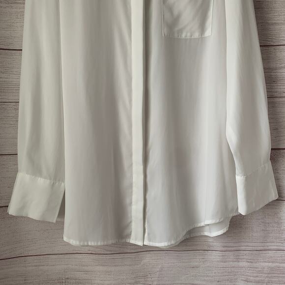 Nine West White Button Up Shirt Long Sleeve with Pocket Size XL - Picture 4 of 15